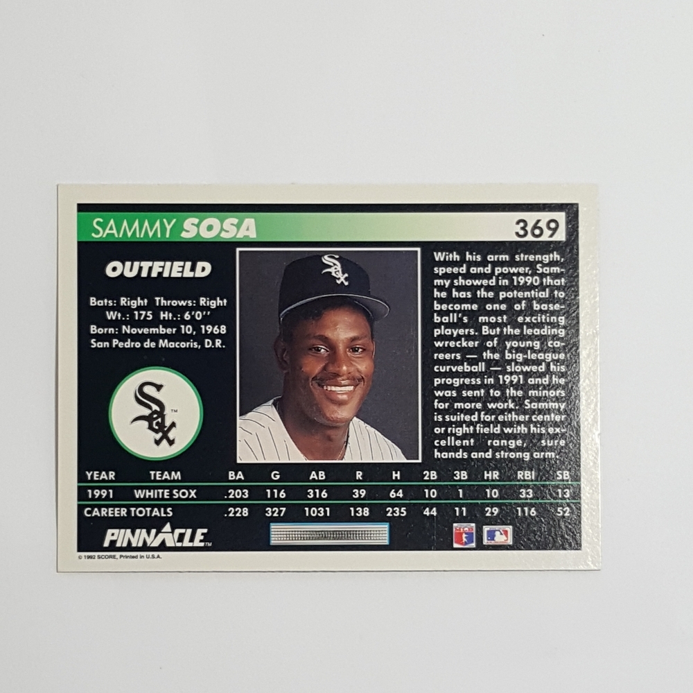 1992 Score Sammy Sosa - Picture 2 of 3